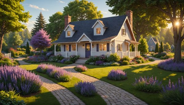 Aménagement paysager autour d'un cottage en camping